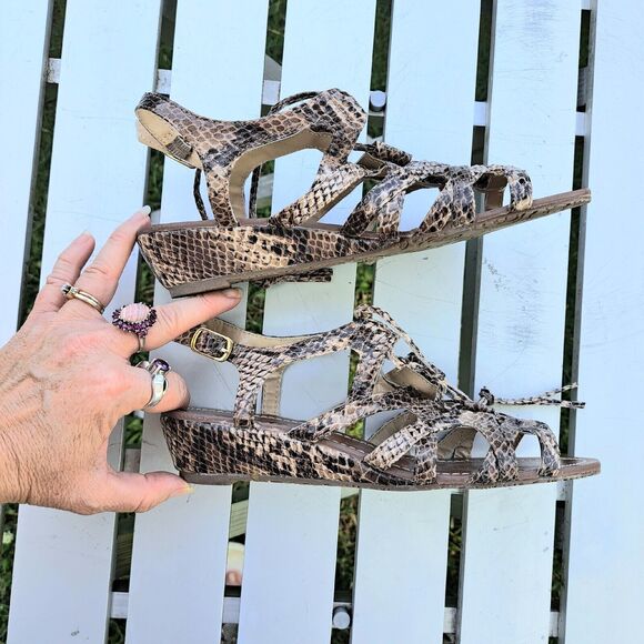 CARLOS SANTANA KIARA2 STRAPPY SANDALS WOMENS SIZE 6.5M SNAKESKIN SLINGBACKS CUTE - Picture 3 of 9
